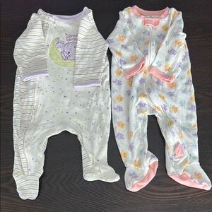 Adorable Baby Girl Footies in Soft Pastel Prints